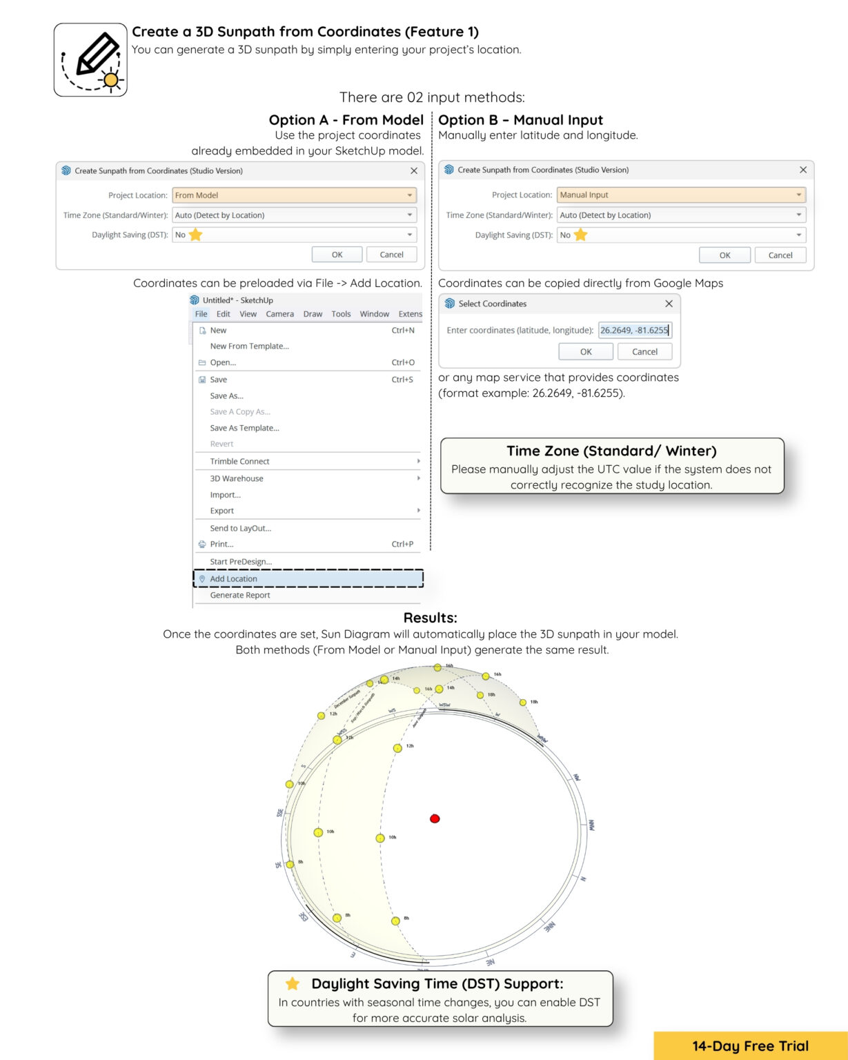 Smart 3D Sun path (Feature 1)